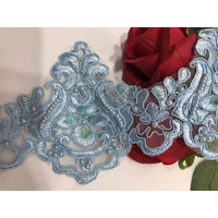 1Yard Pink Blue Beaded Cord Embroidery Lace Trim for Bridal Wedding Gown Costume Design Lace Mesh 12.5cm
