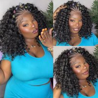 Deep Wave Fancy Hair Cornrow with Curly Hair Wig HD Lace Front Braided Wig with Baby Hair