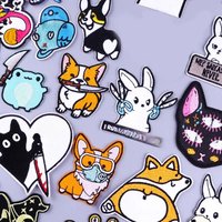 Cartoon Corgi Patch Cat /Rabbit And Knife Embroidered Patches For Clothing DIY Iron On Patches On Clothes Frog Badges Sew On