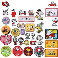40pcs Snoopy Embroidery Patches Kawaii Anime Figure Dog on Clothes Stickers for Jacket Cartoon Decor Pants Bag Clothing Patch