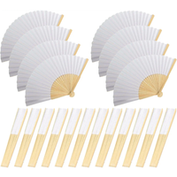 50-1PCS Blank White DIY Paper Bamboo Folding Fan for Hand Practice Calligraphy Painting Drawing Wedding Party Gift Ornament New