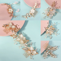 Newest Handmade Hair Combs Pearl Rhinestone Flower Hair Accessories Hair Comb Valentine's Day Gifts Headdresses For Girlfriend