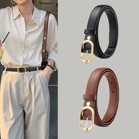 New Women's Belt Gold Buckle Trendy Belt Fashion Needle Buckle Strap PU Leather Retro Versatile Jeans Belt