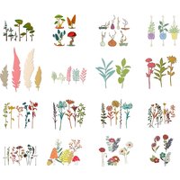 2025 New Wildflowers Stems Ikebana Metal Cutting Dies for Card Making Natural Greens Leaf Branch Feathers Stencils Scarpbooking