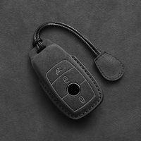 Leather Car Key Case For Mercedes Benz A C E S G Class GLC CLE CLA GLB GLS W177 W205 W213 W222 X167 AMG Fob Suede Accessories