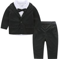 3Piece Sets Spring Baby Boy Clothes Fashion Black Gentleman Suit Coat+Shirt+Pants+Tie Newborn Photography Kids Clothing BC056