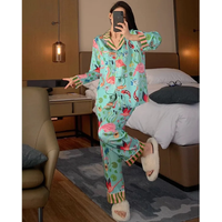 Pajamas for Women in Spring and Summer Long Sleeved Flower and Bird Patterns High-end New Luxurious Sexy Comfortable Home Decor