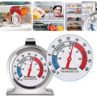 2PCS Stainless Steel Fridge Freezer Dial Thermometer Temperature Gauge Stands & Hangs