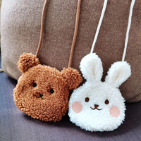 2024 New Kids Messenger Bag Girls Cartoon Bear Plush Single Shoulder Bag Children Cute Bunny Satchel
