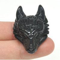 1.5" Wolf Head Pendant Black Obsidian Natural Stone Accessories DIY Handcrafts Healing Crystal Animal Jewelry Reiki Necklace