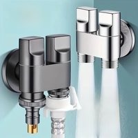 Stainless steel double outlet faucet, non-slip handwheel design, multi-function toilet flusher, bathroom pipe 2.54cm and 2 outle