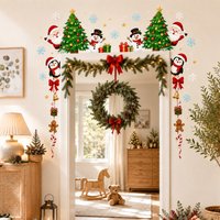 Weihnachts-Türrahmen-Wandaufkleber Weihnachtsmann Schneemann Pinguin Wandaufkleber Feiertags-Weihnachts-Heimdekoration Abnehmbare Türbordüren-Dekoration