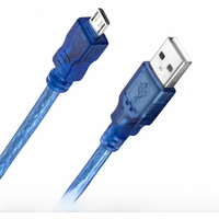 Micro USB 2.0 Data Cable USB-A to Mirco-B Dual Shielding Foil Braided Transparent Blue 0.3m 0.5m 1.0m 1.5m 3m