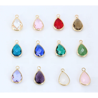 12pc/lot Waterdrop Charms Quartz Crystal Glass Charm Pendant for Necklace Bracelet Earrings Connector DIY Jewelry Making Finding