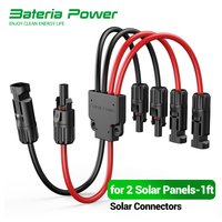 Solar Connectors 30A Y-Branch Cable, Solar Cable Parallel Adaptor Solar Panel Wire Connectors in Pair for Solar Panel