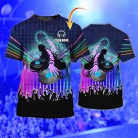 Custom Name 3D Printed DJ Music Graphic Men's T-Shirt Summer Fashion Unisex Casual Sjort Sleeve T Shirt Gift For DJ Lovers Tops