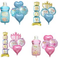 5pcs Crown Stand Boy Girl Balloons Set Feeder Balloon Set Gender Revel Party 1st Birthday Party Baby Shower Party Decoration