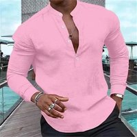 2024 Men's Shirt Casual Shirt Long Sleeve Solid Color Half Cardigan Loose Fit Daily Shopping Clothing Extra Large Size 6xl