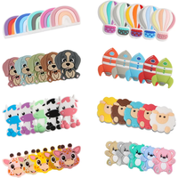 Hot Sale 10Pcs Cartoon Mini Silicone Animal Beads Food Grade DIY Bracelet Jewelry Pacifier Chain Accessories