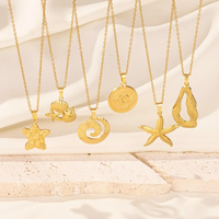 1Pc Stainless Steel Trendy Marine Life Starfish Conch Shell Pendant Necklaces Sea Animal Summer Vacation Chain Collares Jewelry