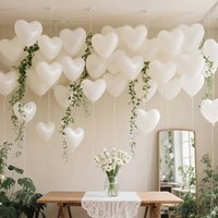 Heart-Shaped Balloons - Elegant White Latex Hearts for Weddings, Valentine's Day, Birthdays, Anniversary Decorations - Party, Celebration, Home Decor - Durable Latex Balloons, Romantic Event and Party