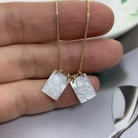 Jesus Virgin Mary Necklace For Women Natural Mother of Pearl Shell Pendant Choker
