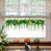 Tropical Green Plant Window Stickers for Glass,Removable Hanging Vine Window Clings,Kitchen Window Decor for Living Room Bedroom