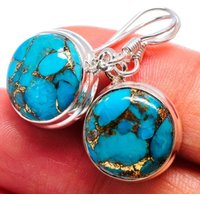 New Vintage Silver Color Round Turquoise Stud Earrings for Women Fashion Statement Jewelry Metal Earring Wholesale