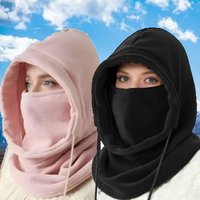 AliExpress NONE Winter Balaclava Hooded Scarf - Warm Neck Gaiter with Hood for Outdoor Activities, Cycling, Skiing - Black, Pink, Khaki