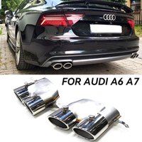 Quad Exhaust Tips S6 Style For Audi A6 A7 C7 C7.5 4G S-Line 2015-2018 Stainless Steel Rectangular To Round Muffler Tip Upgrade image 4