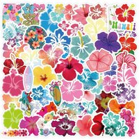 60Pcs Fresh Hibiscus Flower Stickers Laptop Bicycle Guitar Skateboard Sticker Kid DIY Graffiti Waterproof Sticker