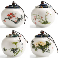 1PC ceramic storage tank Tea can Plum Orchid Bamboo Chrysanthemum Chinese style seal
