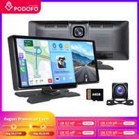 Podofo Wireless Carplay Android Auto Portable Digital Dashboard 10.26 Inch Smart Player With Voice Control Foward Camera BT image 3