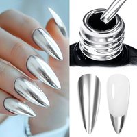 MEET ACROSS 7ml Silver Metal Painting Gel Nail Polish Mirror Effect Line Flower Drawing Gel Soak Off Gel UV Nail Art Varnish DIY