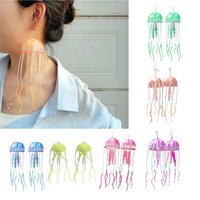 U4LF Funny Silicone Jellyfish Dangle Earrings Unique Lightweight Jellyfish Dangle Drop Earrings Jewelry Gift for Girls Women