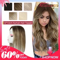 Moresoo Straight Human Hair Toppers Machine Remy Hair Piece Clip in For Women Topper for Beauty Hand Made Mono Base Hair Natural