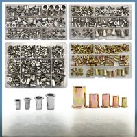 Rivet Nuts Insert Flat Head Riveted Nut Pop Rivnut Carbon Steel or 304 Stainless Steel Nutsert Assortment Kit For Automotive