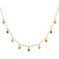 Aide 925 Sterling Silver French Elegant Round Fine Versatile Colors Zirconium Women's Necklace Exquisite Choker Chains Jewelry
