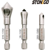 STONEGO 3PCS 90 Degrees Countersink Bit Deburring Drill Bits Tapper Hole Cutter Hand Tools Wood Soft Metal Plastic Chamfer