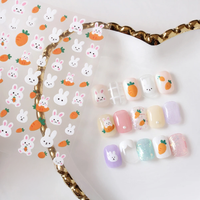 1Pcs Kawaii Rabbit Nail Art Sticker Korean Self-adhesive Decal Cartoon Simple Strokes Sliders Manicure Decorations Parts GDK#025