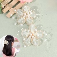 2Pcs Chiffon Floral Hairpins Sweet Flower Coral Fairies Hair Clip Princess Barrettes For Girl Kids Women Accessories Headwear