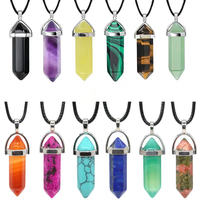 Hexagonal Column Quartz Pendant Natural Stone Healing Crystal Amethyst Lapis Lazuli Fashion Gems Charming Necklace Jewelry Gifts