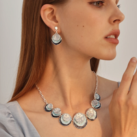 New in Necklace Blue Circular Unique Enamel Women's Aesthetic Chokers Beauty Jewelry Streetwear Summer 2023 Necklaces for Women