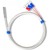 Stainless Steel PT100 Temperature Sensor Thermocouple with 0.5/1/2/3/4/5M Cable Temperature sensing high temperature waterproof