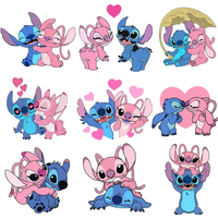Stitch and Angel Love Couple Valentine's Day Patches for Clothes Heat Transfer Stickers DIY T shirt Iron on for Women Appliqued