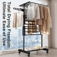 Portable Folding Clothes Airer Single Pole Drying Rack Indoor Outdoor Drying Stand Space Saving Laundry Rack Black Carbon Steel