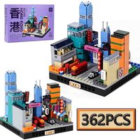 362PCS Hong Kong City Street View Architecture Model Building Blocks Set Creative Children's DIY Puzzle Toy for Birthday Gift