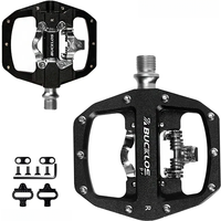 AliExpress BUCKLOS MTB Pedals Double Function Bicycle Pedal MTB Flat Platform Locked Fit SPD System Non-slip Mountain Bike Pedal with Cleat