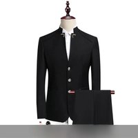 Suit (Blazer+ Pants) Men's Fashion Gentleman Business Outdoor Standing Collar Gentleman Wedding Work Casual MAO Suit