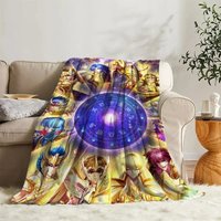 AliExpress Cartoon Blanket Saint Seiya Sofa Camp Nap Bedspread Soft Bicycle Blanket Fleece Home Textile Birthday Gift Blanket Bedroom Decor